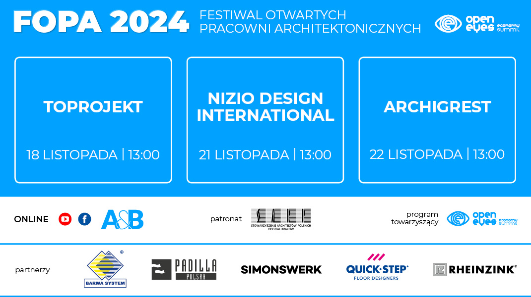 Oglądnij LIVE-wideo z pracowni biorących udział w jesiennej edycji Festiwalu Otwartych Pracowni Architektonicznych 2024