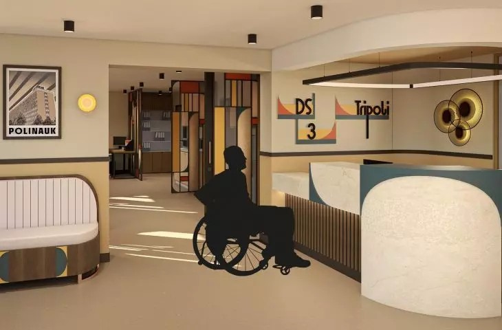 Projekt wnętrz Domu Studenckiego nr 3 w kampusie Politechniki Poznańskiej - przestrzeń mieszkalna