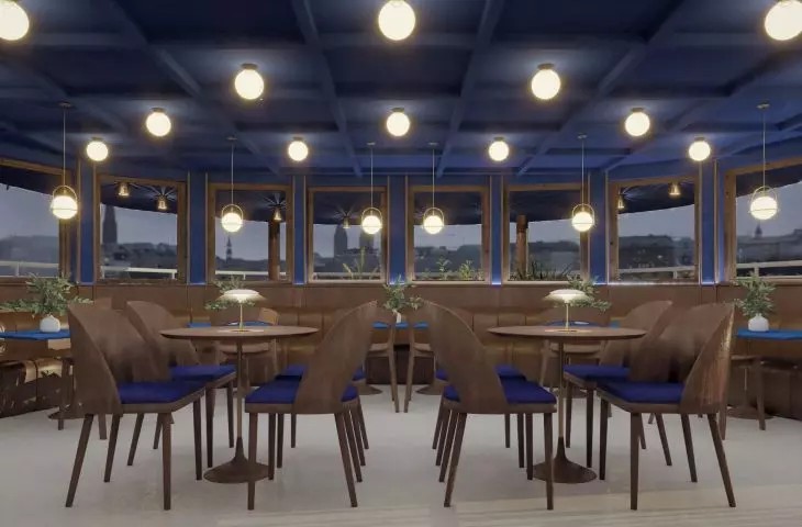 Modernizacja aranżacji wnętrz restauracji oraz części hotelowej jednostki pływającej Ładoga
