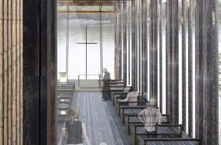 Wizualizacja projektu „Sacred Space of a Modern Man”, wnętrze kaplicy