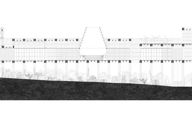 Wizualizacja projektu obserwatorium astronomicznego, przekrój