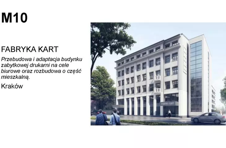 Fabryka Kart. Przebudowa i adaptacja budynku zabytkowej drukarni na cele biurowe oraz rozbudowa o  część mieszkalną