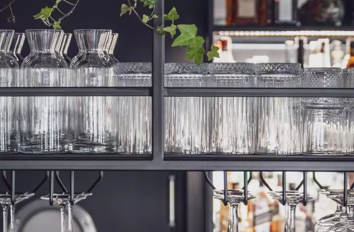 The dominant element of the bar area is black 