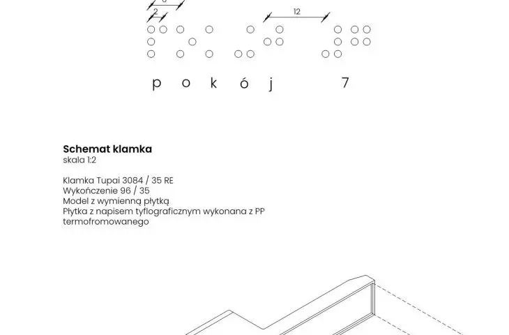 Detal projektowy, schemat napisu
