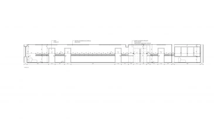 Interior design of the Special School and Educational Center, cross-section A-A