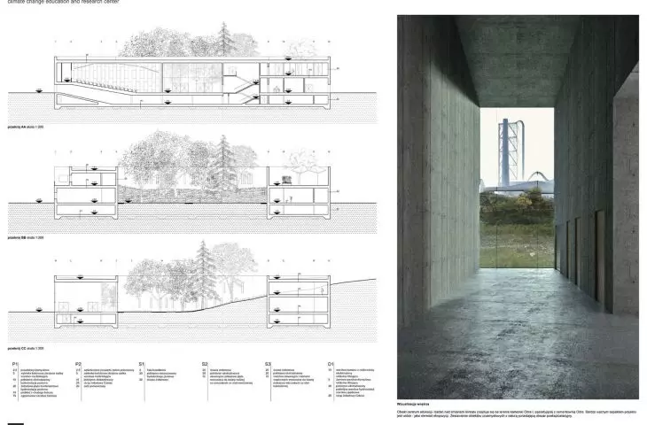 Plansza projektu centrum edukacji i badań nad zmianami klimatu w Opolu