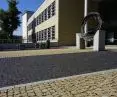 Split granite pavers, yellow, black