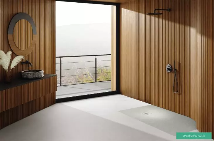 Protos (low shower tray) with Stabilsound Plus technology, Schedpol Schedline Collection