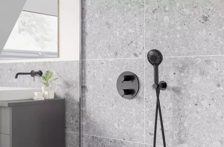 Damixa - Silhouet HS1 concealed shower set; Merkur matte black concealed sink faucet