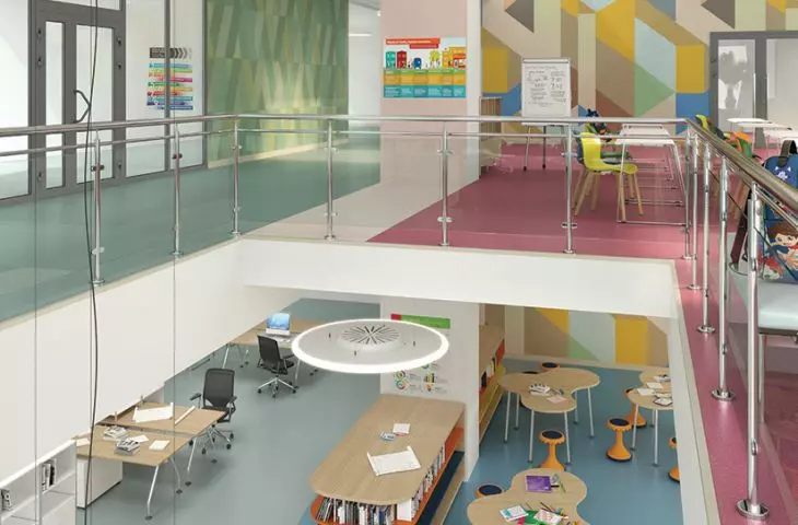 Elementary school - walls - Altro Whiterock digicald, floors - Altro Suprema