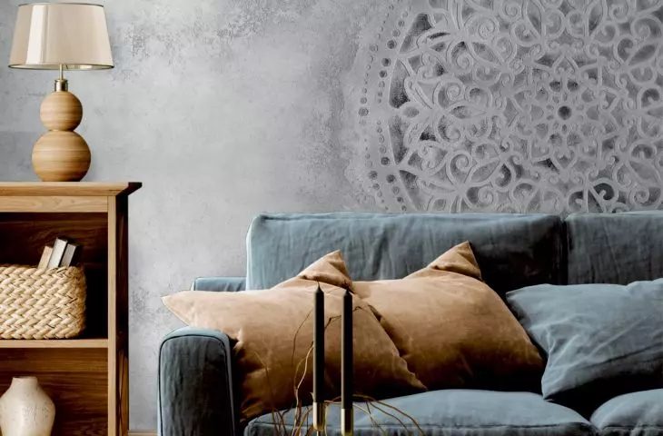 Concrete paint (color: Elbrus) with Mandala Silence stencil