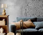 Concrete paint (color: Elbrus) with Mandala Silence stencil