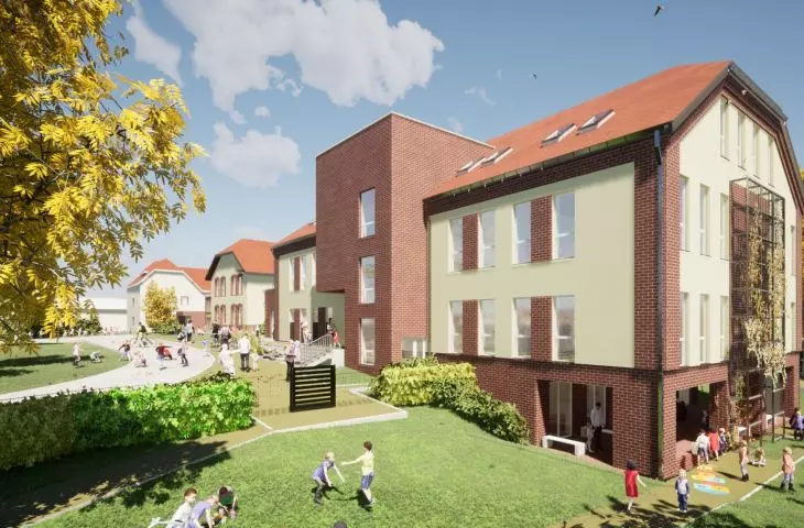 The kindergarten building is part of the complex of SP No. 13 in Gliwice