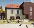 In the body of the building, the architects designed a characteristic cuboid staircase