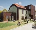 The new kindergarten building will have a multi-pitched roof, covered with ceramic tiles
