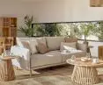 Carlota sofa, Jeanette tables, Crista lamp and furniture from the Beyla collection