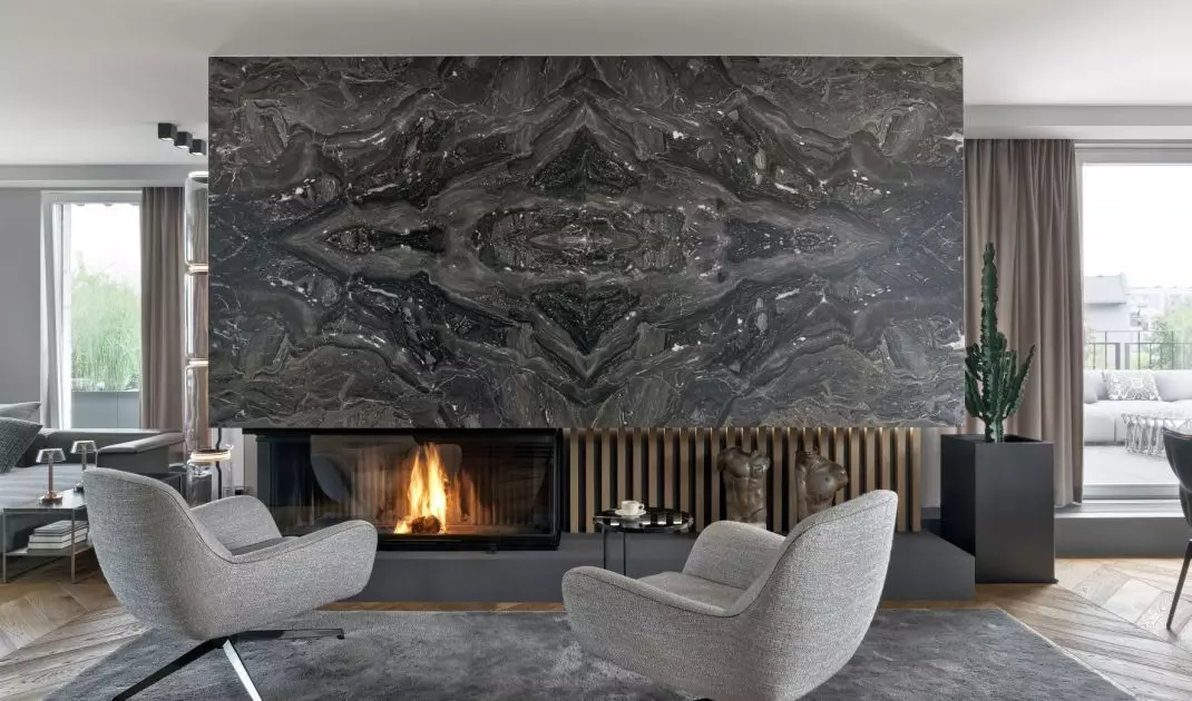 Living room with fireplace