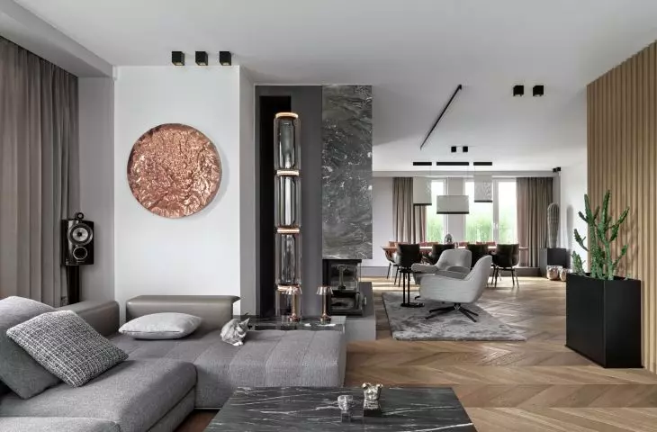 Living room overlooking the dining room 