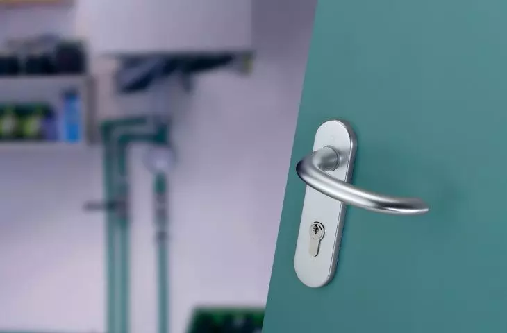 Handle set made of alumium for interior fire doors (and panic doors), Marseille series - with Sertos® technology, also available in stainless steel with SecuSan® surface