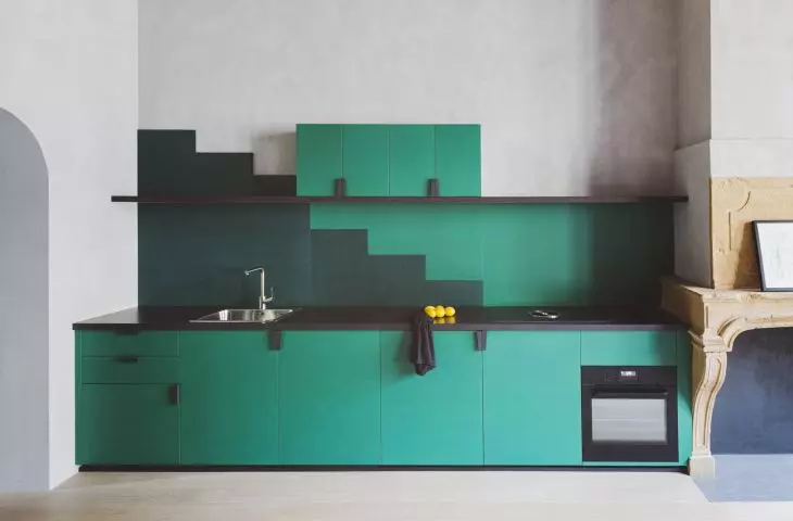 Valchromat - kitchen furniture made of mint Valchromat plates Design and photo: Razavi Architecture