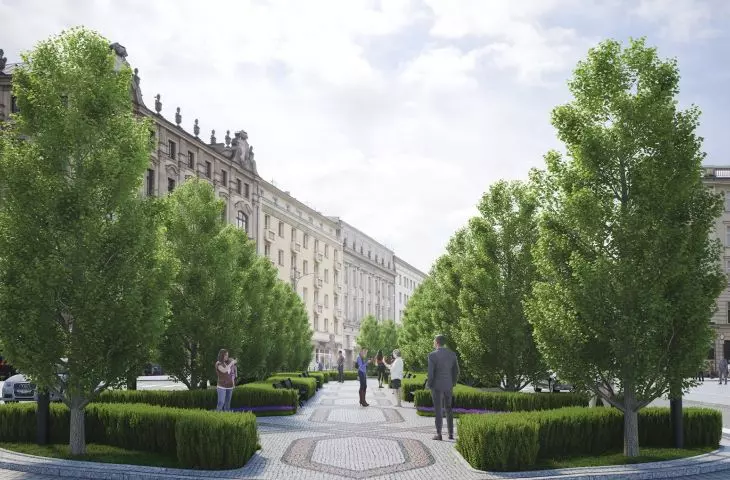 Visualization of the tree-lined avenue in front of the National Museum (Center Project)