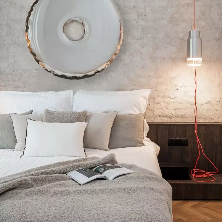 Original lighting adds atmosphere to the interior 