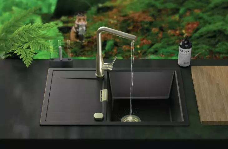 Cristadur® Mono D-100 S sink Night color with Keto 518.120 faucet and white gold decorative elements ( WGO)