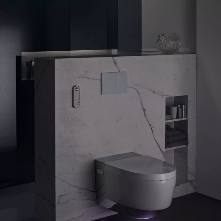 Toilet with LED orientation light