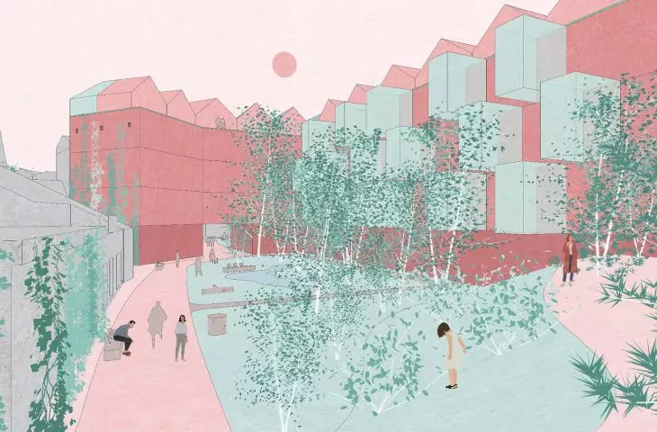 nowa ekodzielnica w Chrzanowie, koncepcja architektoniczno-urbanistyczna (proj.: Aleksandra Wasilkowska) 