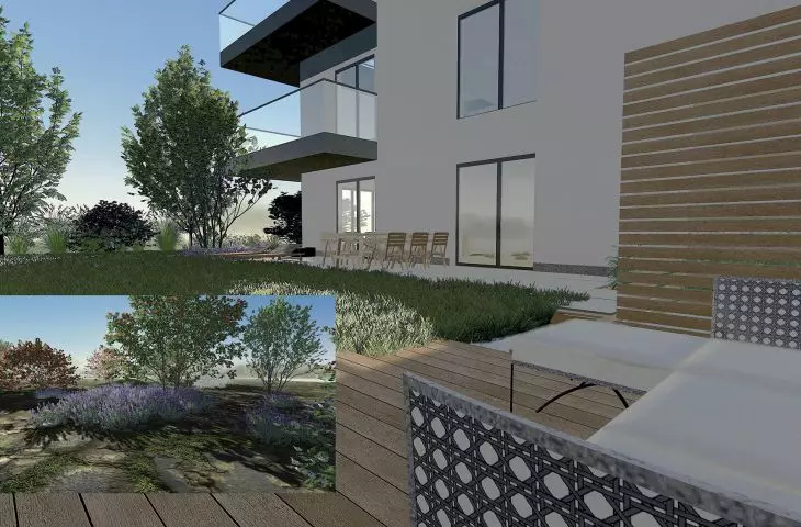 Wizualizacja projektu ogrodu przydomowego z zastosowaniem modeli 3D roślin