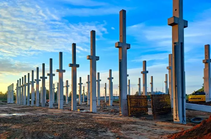 Prefabricated poles with brackets