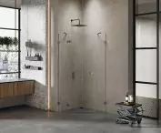 Pięciokątna kabina prysznicowa z kolekcji Avexa Gunmetal Brushed