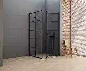 Two-door folding shower enclosure from the New Soleo Black collection.