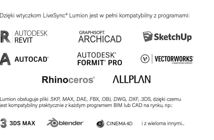 Lumion jest kompatybilnymi z wieloma programami