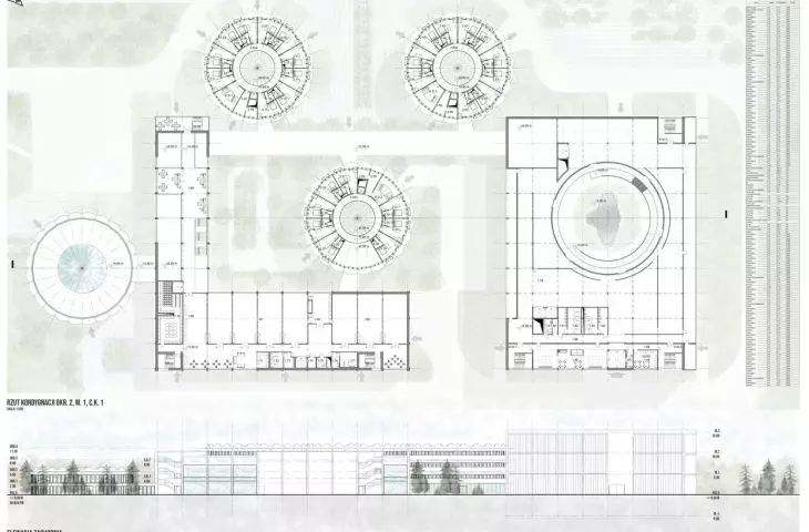 Floor plan 2. and west elevation