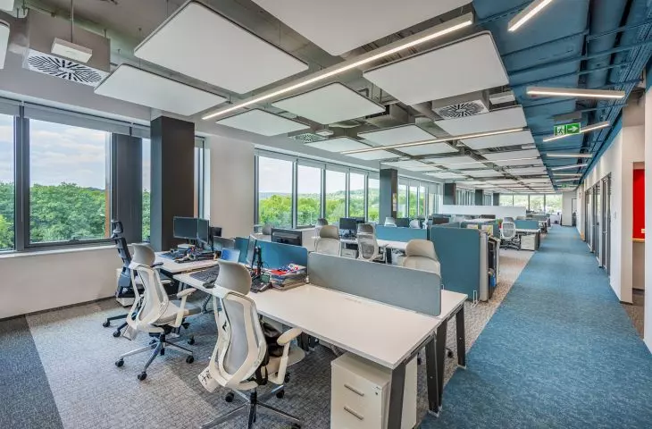 EcoClouds with integrated lighting will improve acoustics and visibility in open space