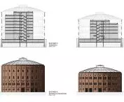 Projekt adaptacji budynków zbiorników gazu na Woli, rzut