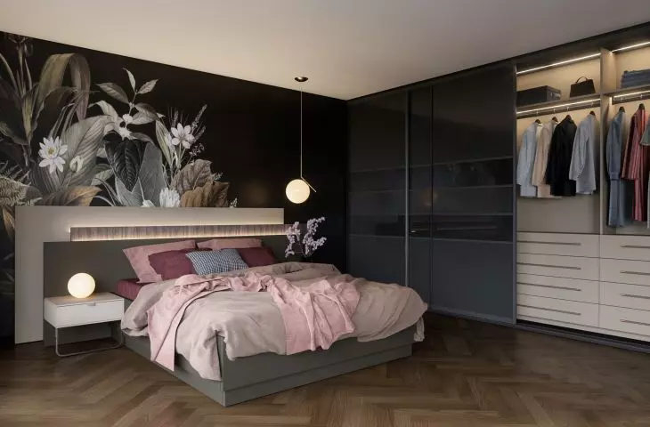 Natural materials with dark coloration are an integral part of the interior in this style