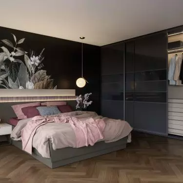 Natural materials with dark coloration are an integral part of the interior in this style