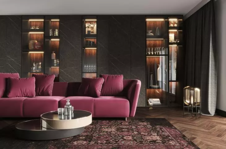 Dark colors dominate the interior in Dark Elegance style