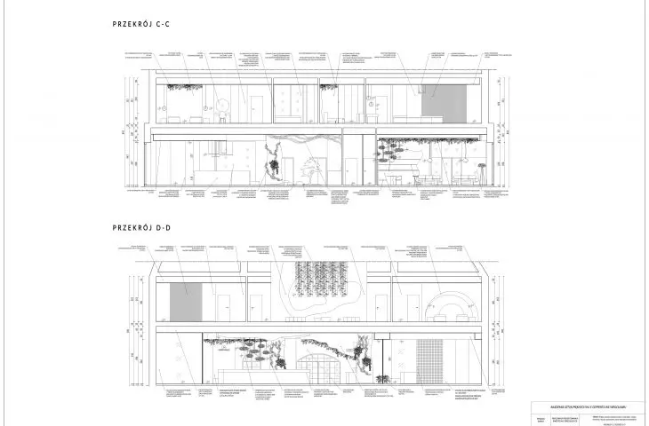 Design of a resort in Jastrzębie-Zdrój, cross-section C-C and D-D