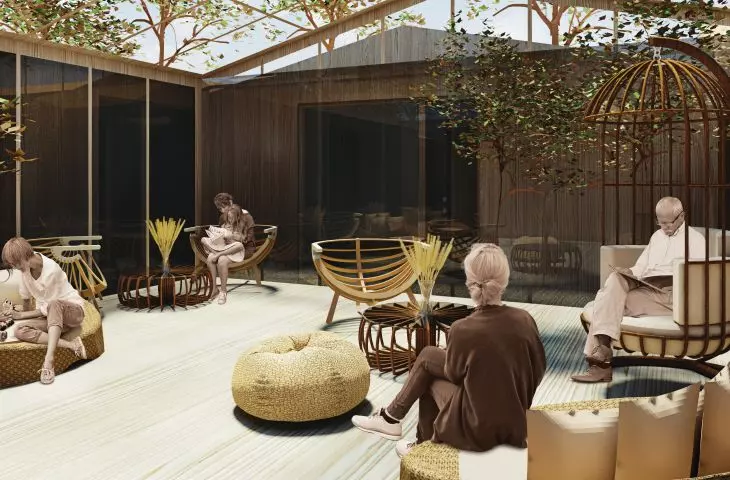 Interior atrium of the residential unit