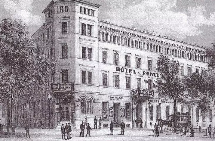 Hotel de Rome, Poznań, 1871, lithograph
