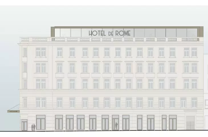 Hotel de Rome, Poznań, north elevation after reconstruction, proj. Front Architects