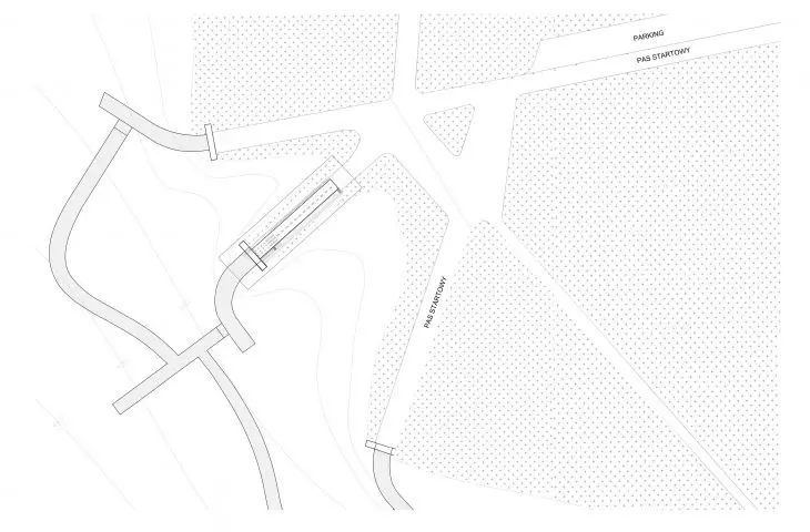 A projection of the runway leading to the bunker