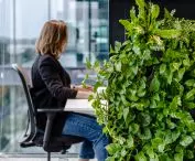 Workers are accompanied at every turn by greenery