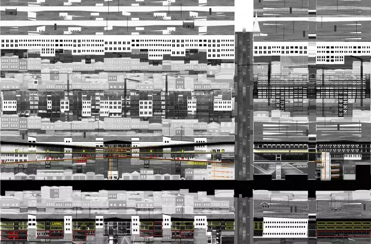 Design of a residential and commercial building in Melbourne, axonometry