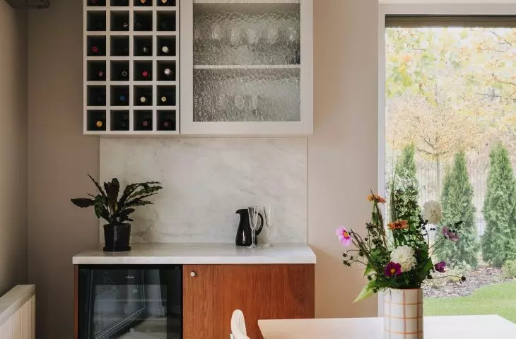There is also a special wine cabinet in the dining room
