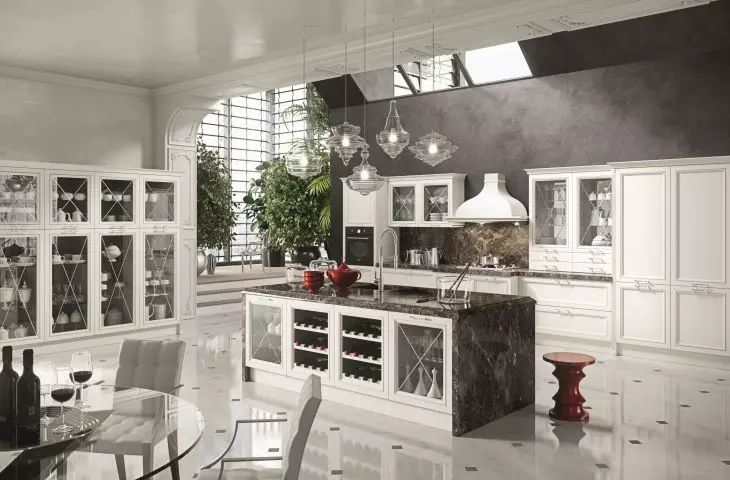 Kitchen in black and white