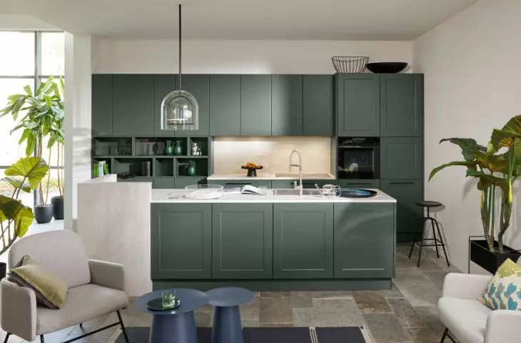 Kitchen connected to living room
